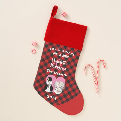 1st Christmas Newlyweds Mr  Mrs Editable Cute Christmas Stocking