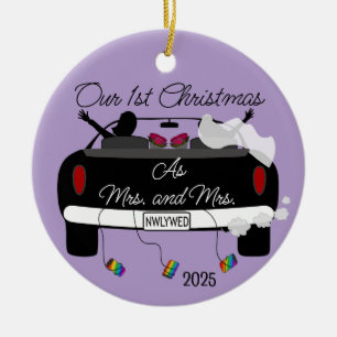 1st Christmas Newlyweds Women Ceramic Ornament