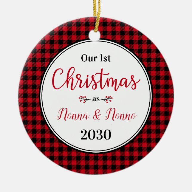 1st Christmas Nonna Nonno Photo Ceramic Ornament (Front)