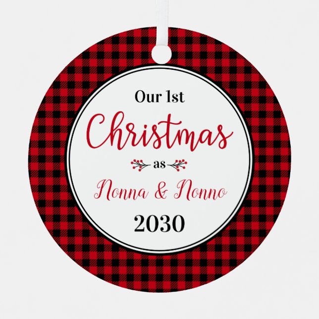 1st Christmas Nonna Nonno Photo Metal Ornament (Front)