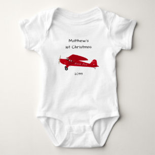 1st Christmas North Pole Airplane Baby Boy Bodysuit