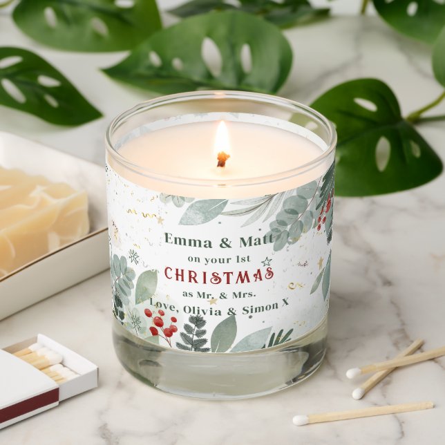 1st Christmas Personalized Gift for Newly-wed Scented Candle (Lit)