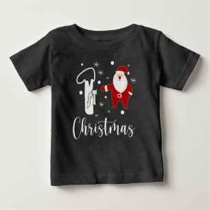 1st Christmas Santa Claus Cute Festive Modern Baby Baby T-Shirt