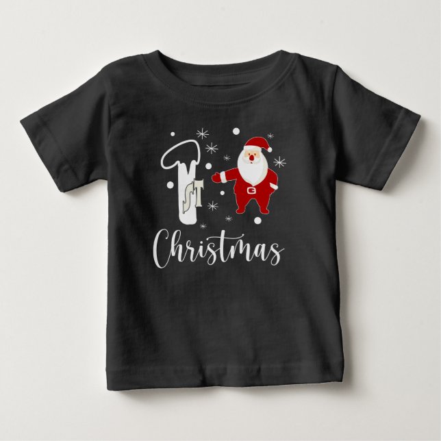 1st Christmas Santa Claus Cute Festive Modern Baby Baby T-Shirt (Front)