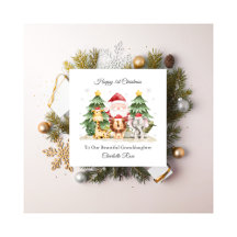 1st Christmas Santa Jungle Animals Christmas Card