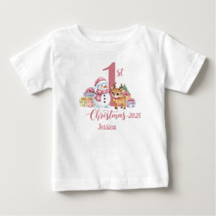 1st Christmas t-shirt Pink Personalize