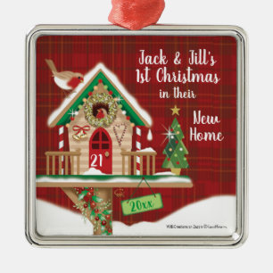 1st Christmas, Their New Home, Birdhouse Metal Ornament