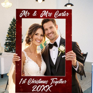 1st Christmas Together Couple Year Family Name Selfie Frame