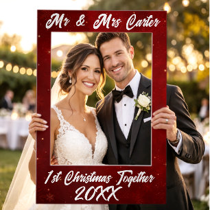 1st Christmas Together Couple Year Family Name Selfie Frame