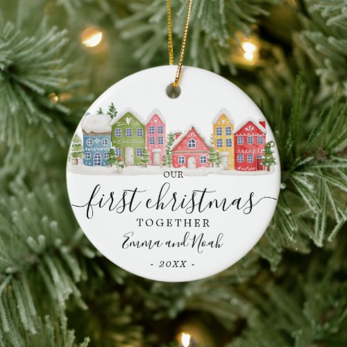 1st Christmas together engaged married photo Ceramic Ornament