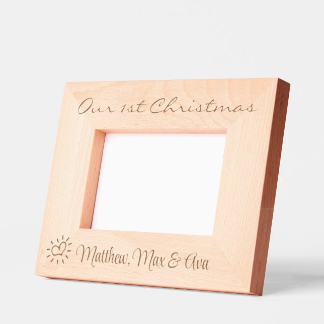 1st Christmas, Triplets, Twins, Gift, 6x4",  Engraved Frames (Left)