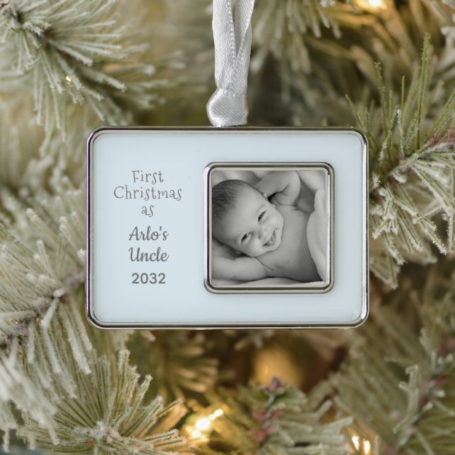 1st Christmas Uncle Nephew Personalized Name Photo Christmas Ornament (Tree)