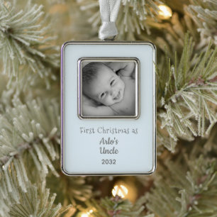 1st Christmas Uncle Nephew Personalized Name Photo Ornament