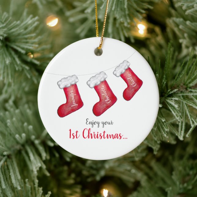 1st Christmas with new baby Ceramic Ornament (Tree)