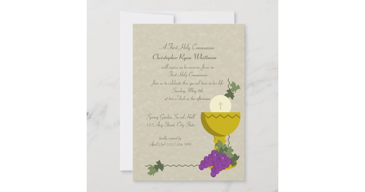 1st Communion Chalice Invitation Zazzle