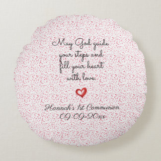 1st Communion Pillow Gift w Name, Round Pillow