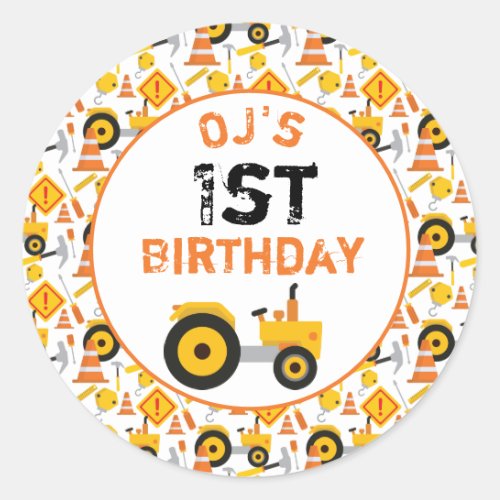 1st Construction Birthday Party Age Sticker