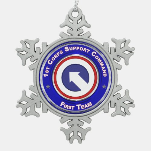 1st Corps Support Command Christmas Snowflake Pewter Christmas Ornament