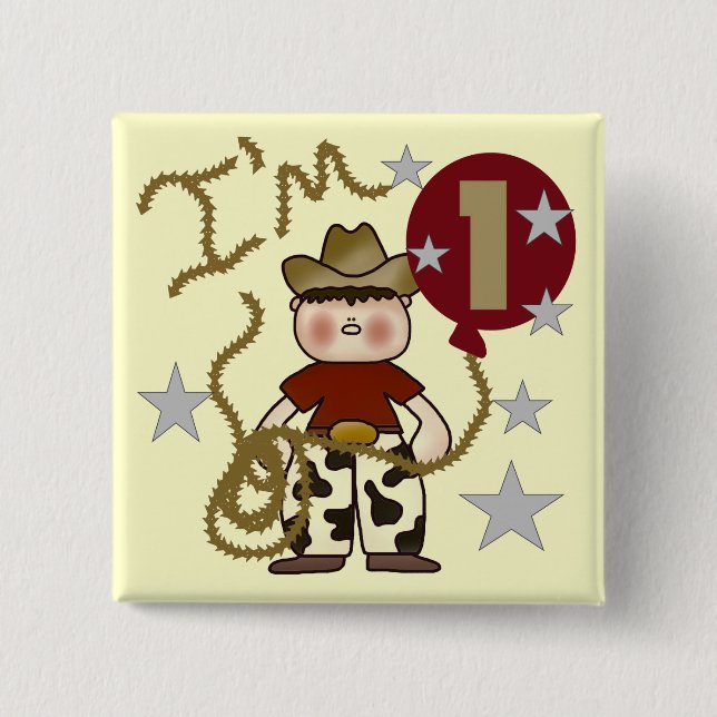 1st Cowboy Birthday Tshirts and Gifts Button (Front)