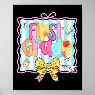 1st Day Of 1st Grade Preppy Back To School First G Poster