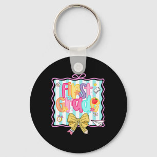 1st Day Of 1st Grade Preppy Ck To School First Gra Keychain