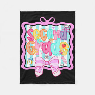 1st Day Of 2nd Grade Preppy Fleece Blanket