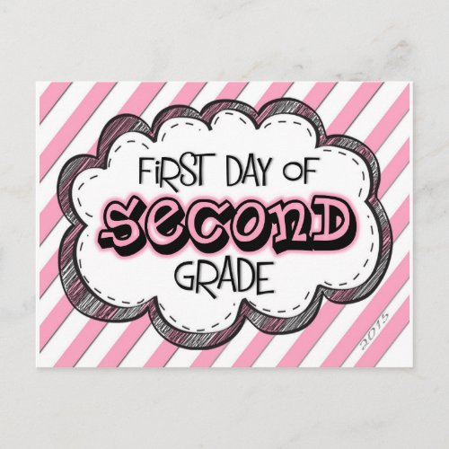 1st day of 2nd grade sign jpg postcard