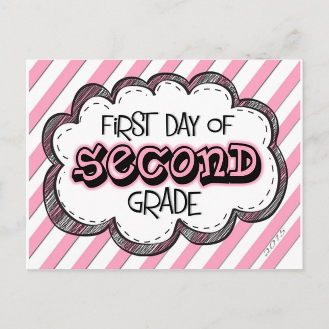 1st day of 2nd grade sign .jpg postcard (Front)