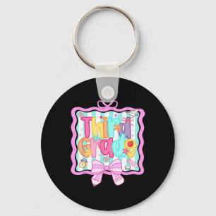 1st Day Of 3rd Grade Preppy Ck To School Third Gra Keychain