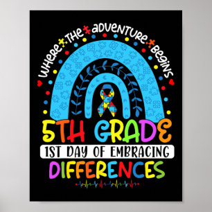 1st Day Of Embracing Differences 5th Grade Autism Poster