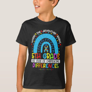 1st Day Of Embracing Differences 5th Grade Autism  T-Shirt