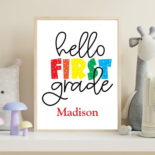 1st Day of First Grade Sign Poster Wall Art 