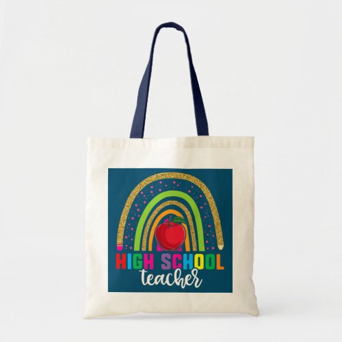 1st Day Of High School Back To School Rainbow Tote Bag
