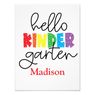 1st Day of Kindergarten Sign Poster Wall Art 