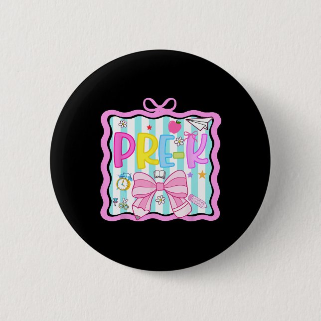 1st Day Of Pre-kindergarten Preppy Back To School  Button (Front)