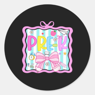 1st Day Of Pre-kindergarten Preppy Back To School Classic Round Sticker