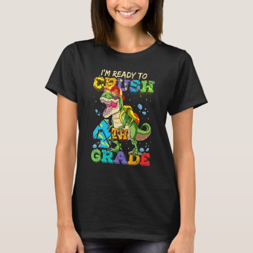 1st Day Of School Kids Dinosaur Im Ready To Crush T_Shirt