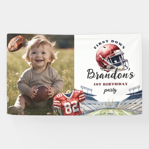 1st Down One Year Old Football Birthday Banner