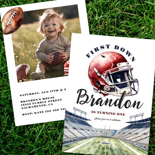 1st Down One Year Old Football Birthday Invitation