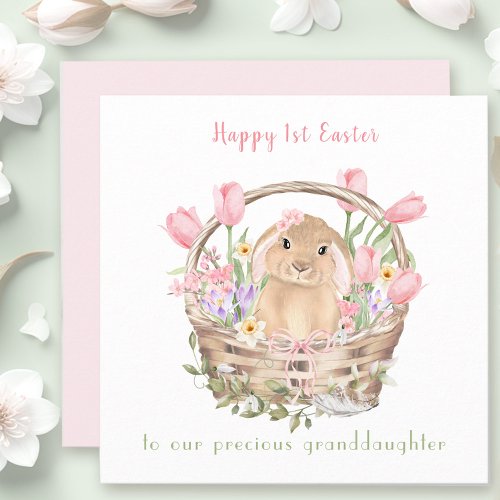 1st Easter Bunny Pink Granddaughter Easter Card