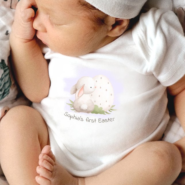 1st Easter Cute Bunny Personalized Name Baby Girl Baby Bodysuit (Creator Uploaded)