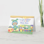 1st Easter, Grandson, Wooly Bunny With Chicks Holiday Card at Zazzle