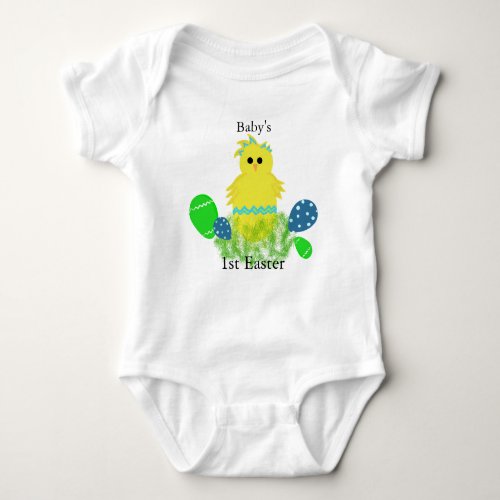 1st Easter Yellow Blue Baby Chick Egg Baby Bodysuit