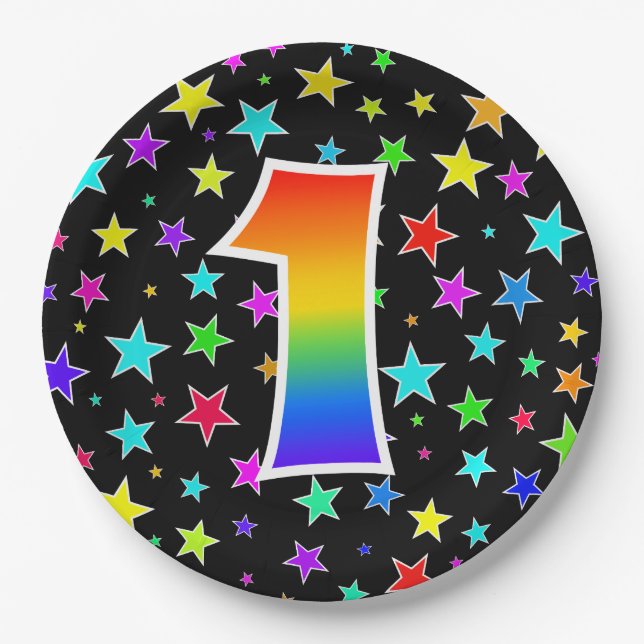 1st Event: Bold, Fun, Colorful Rainbow 1 Paper Plates (Front)