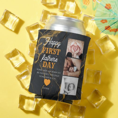 1st Father's Day 4 Photo Can  Cooler