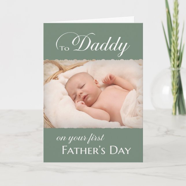 1st Father's Day for Daddy - simple add photo Card (Front)