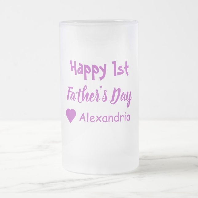 1st Father's Day Frosted Glass Beer Mug (Center)