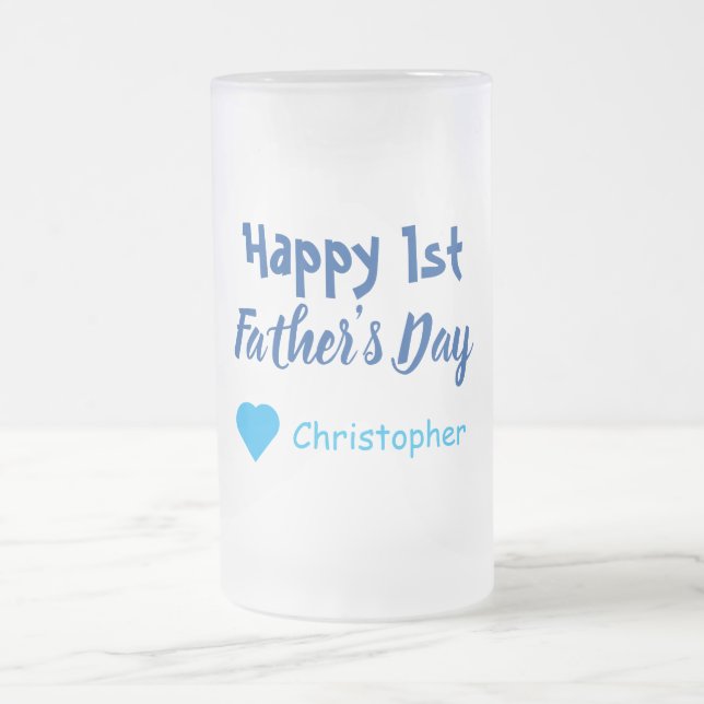 1st Father's Day Frosted Glass Beer Mug (Center)