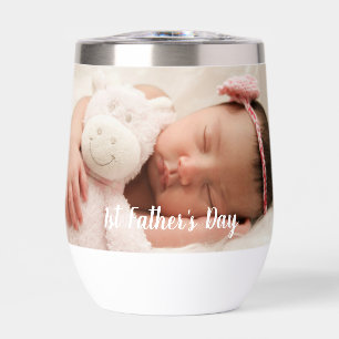 1st Father's Day Personalized Photo Thermal Wine Tumbler