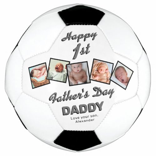 1st Fathers Day Photo Soccer Ball